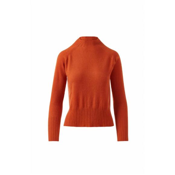 NEW KINROSS women's high low rib trim funnel top in brandy